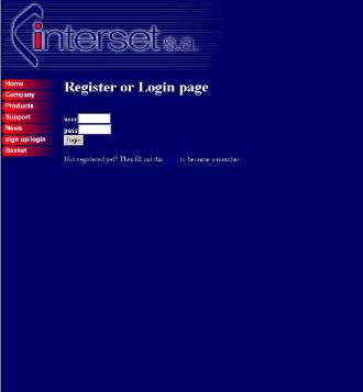 Interset's login page